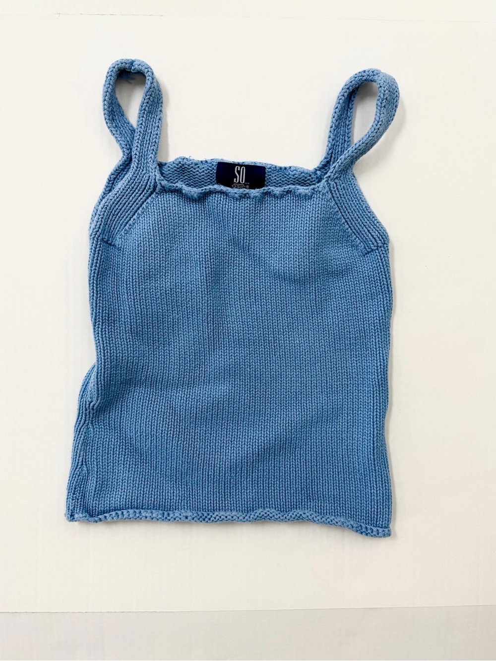 Vintage Fitted Knitted Tank By SO — 90’s Cotton Cami Coastal Small